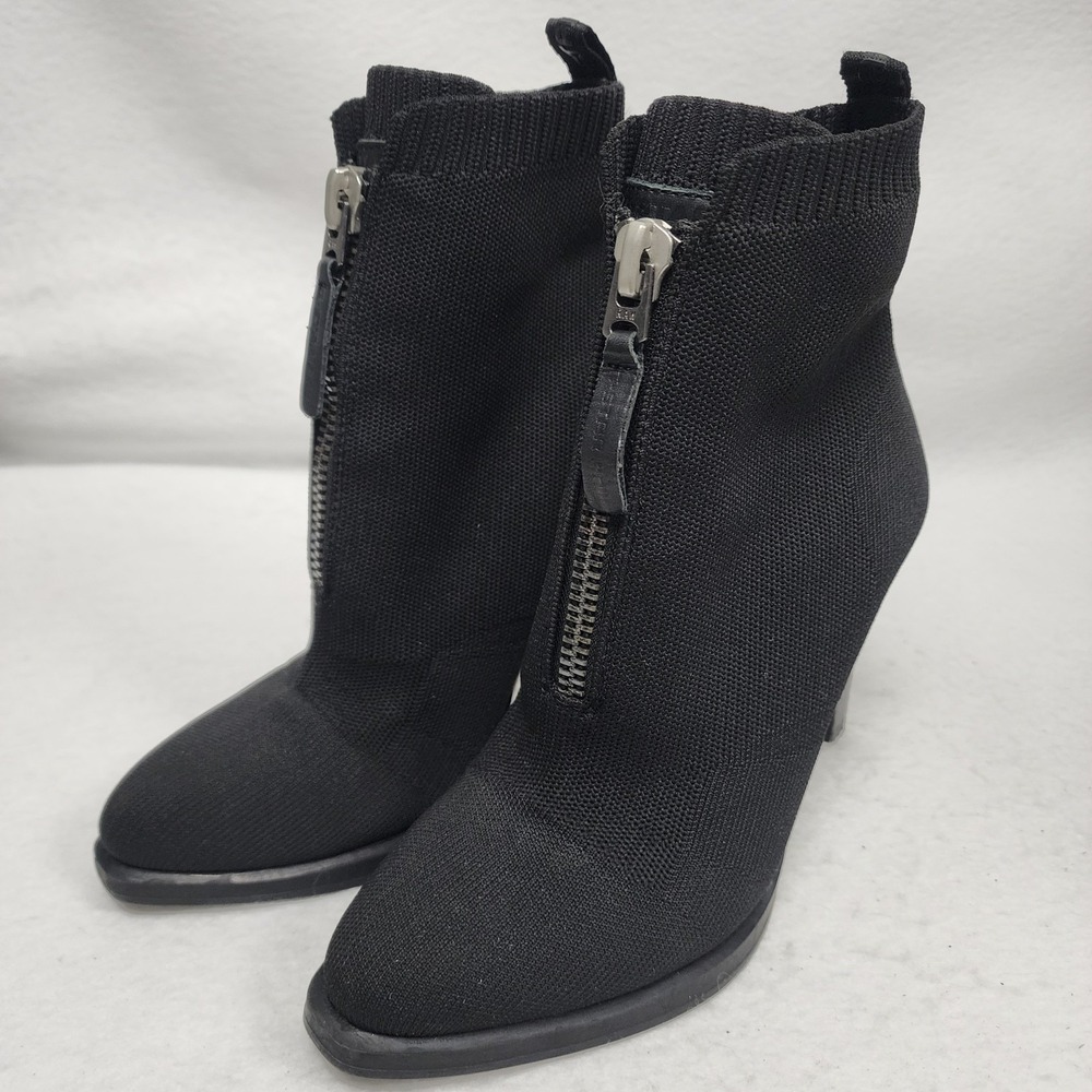 G-Star Raw Strett D12437 Womens 7 Boot Black Knit Zip Front Stiletto Heel Combat